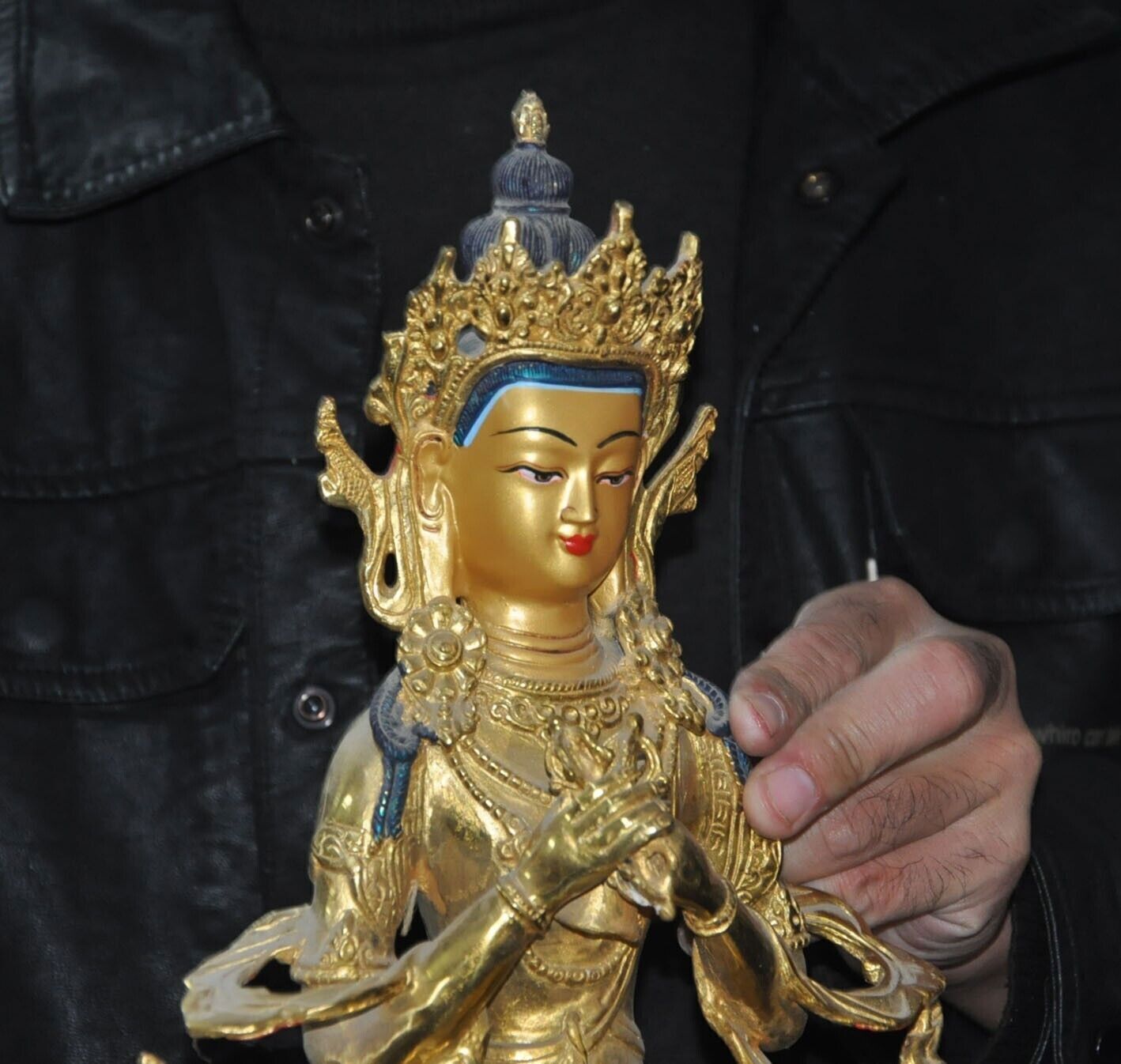 13.2" Tibetan ancient temple bronze Gilt Vajrasattva Tara Kwan-Yin Buddha statue