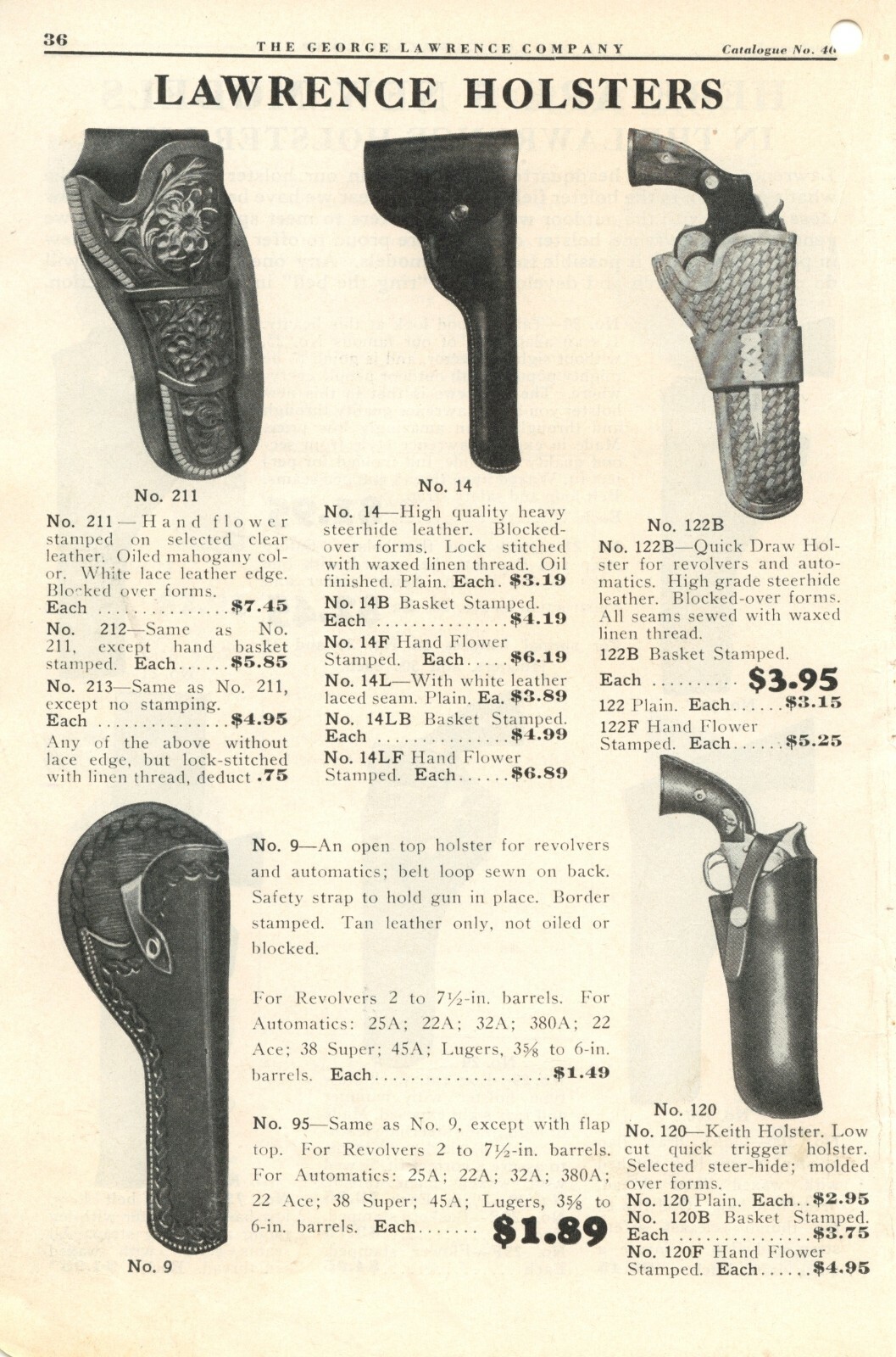 1940 George Lawrence Leather Catalog #40 on CD - Saddles, Holsters, Portland, OR