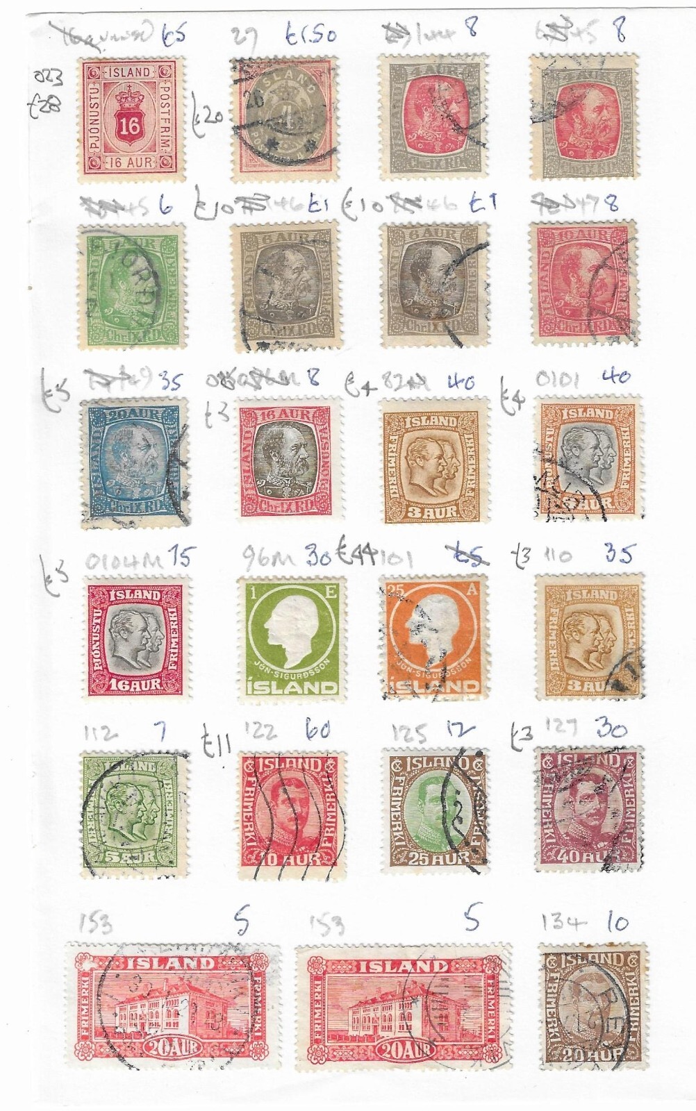 Iceland Early Assortment on Club Book Pages Mint/Used Cat£300+