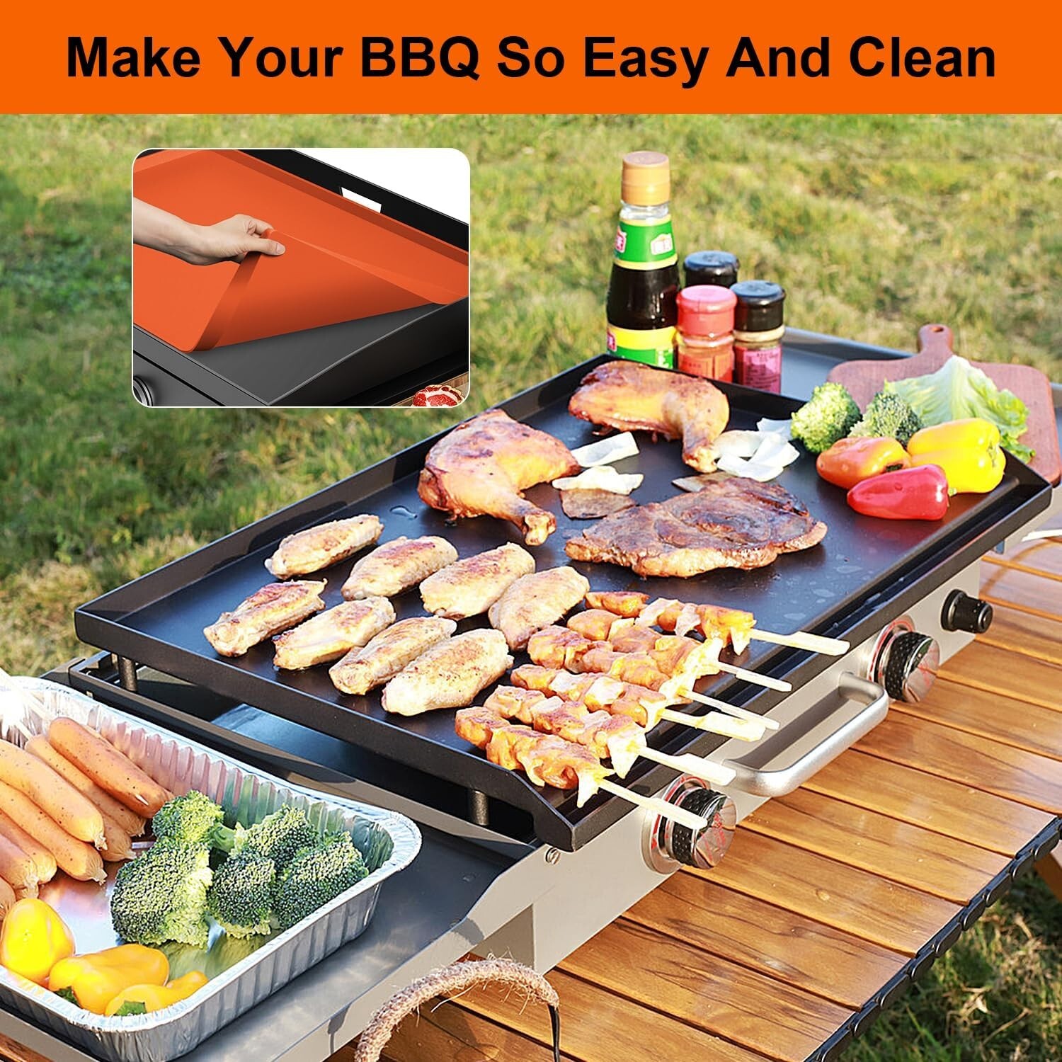 28" Silicone Griddle Mat for Blackstone - 28 Inch Heavy Duty Food Grade Cover