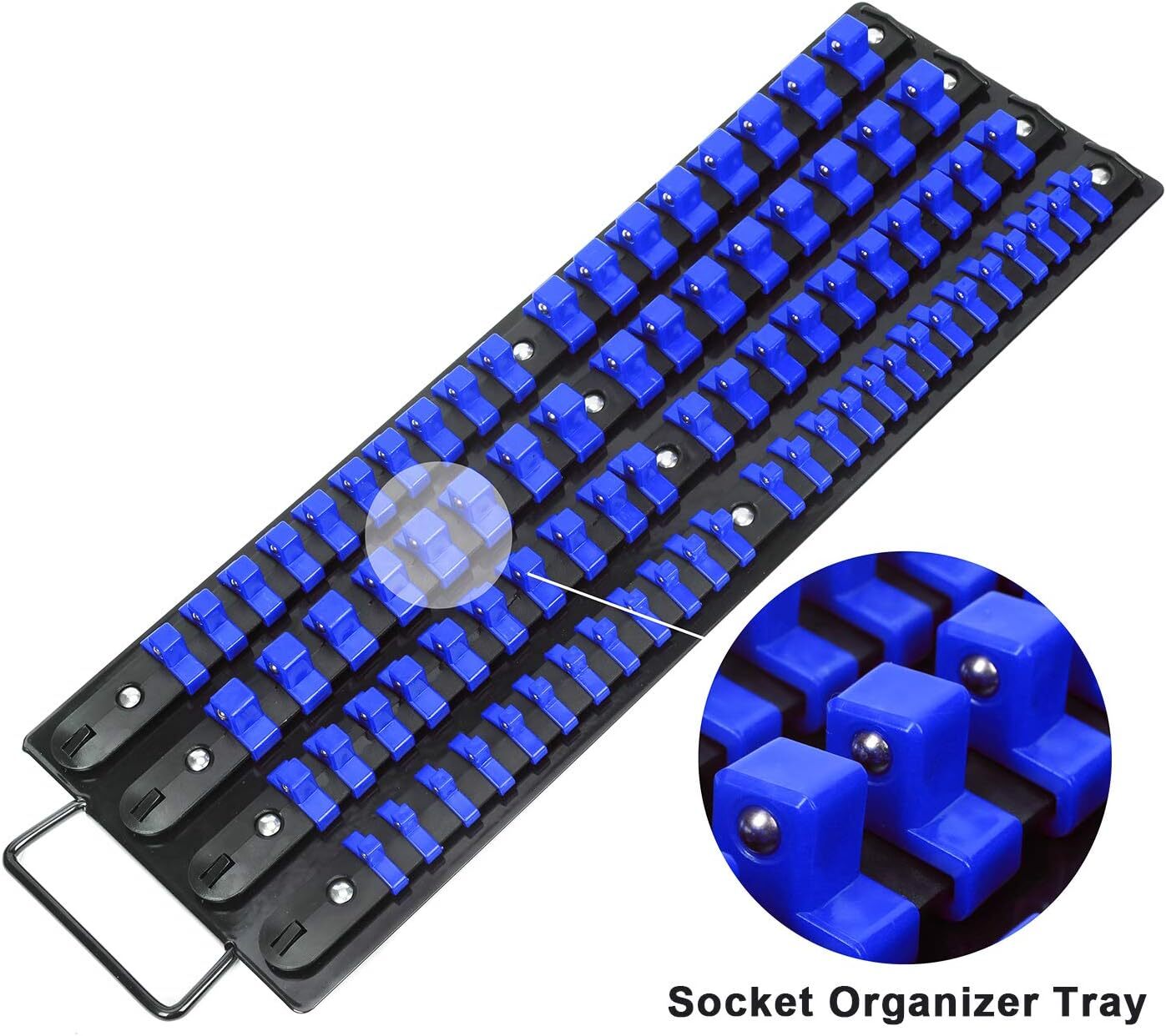 80 PCS Portable Socket Organizer Tray Blue & Red Tools Organizer 1/4"&3/8"&1/2"