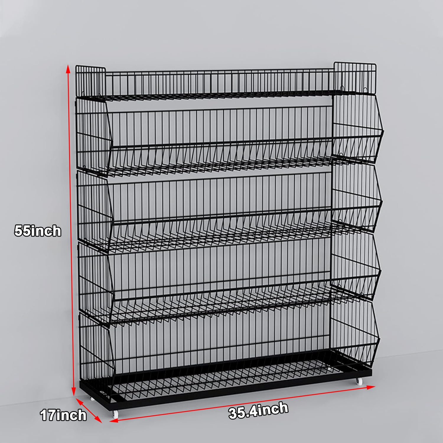 Retail Display Market Shelf Large 5 Layer Potato Chip Displays Stand w/ Wheels