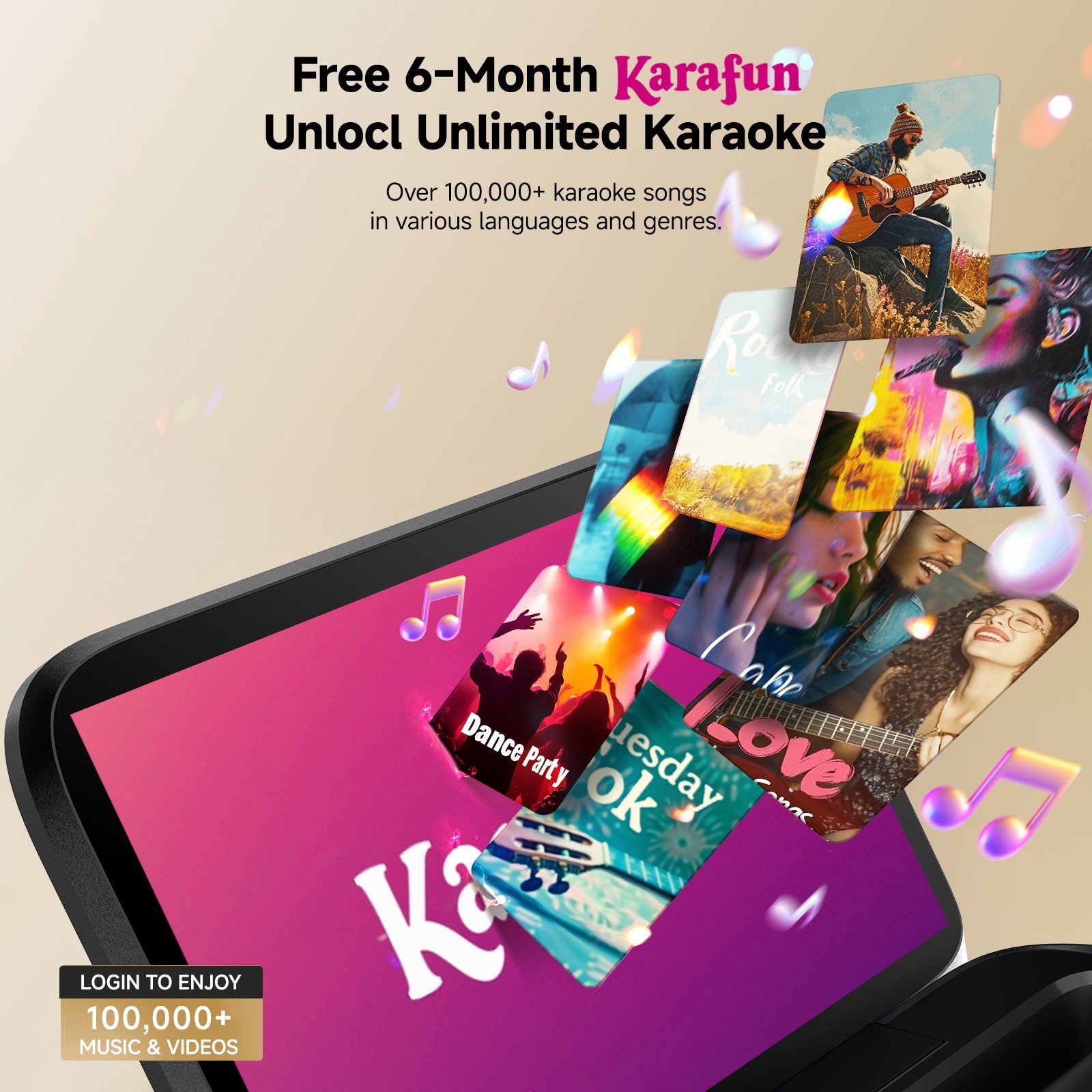 Ikarao Shell S3 Karaoke Machine, 80W Speaker, with Lyrics Display Screen