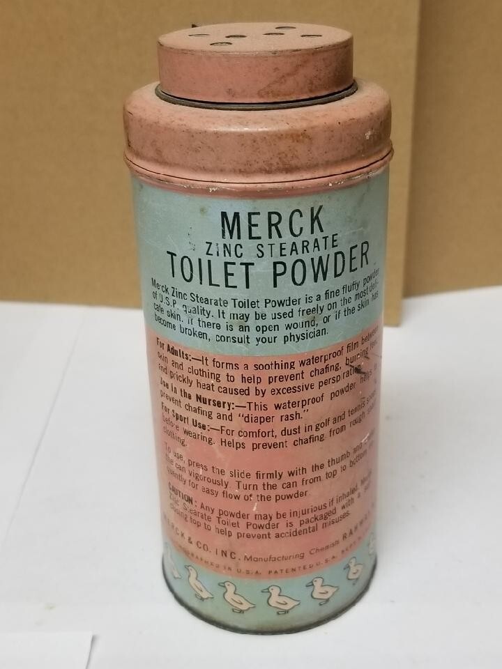 Vintage 5.5" Merck Toilet Powder Tin