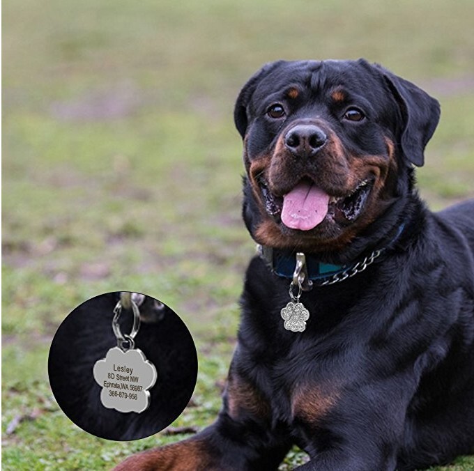 Pet ID Tag Custom Engraved Personalized Dog Cat Name Tages Double Side