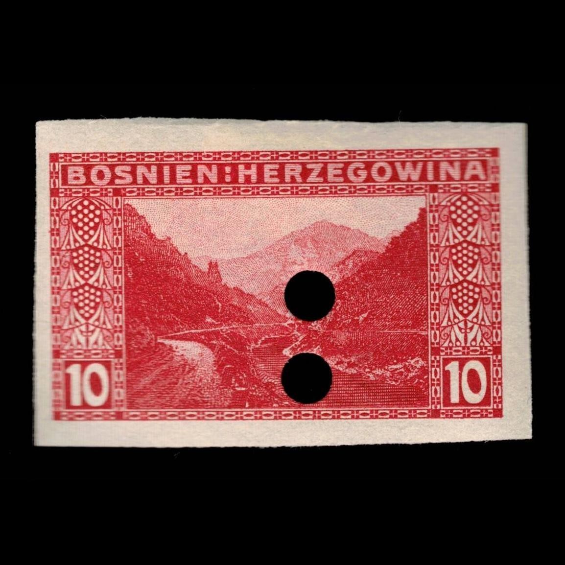 Bosnia & Herzegovina, Scott 35, Valley, Imperf., 1906, Punch Canceled, 115367