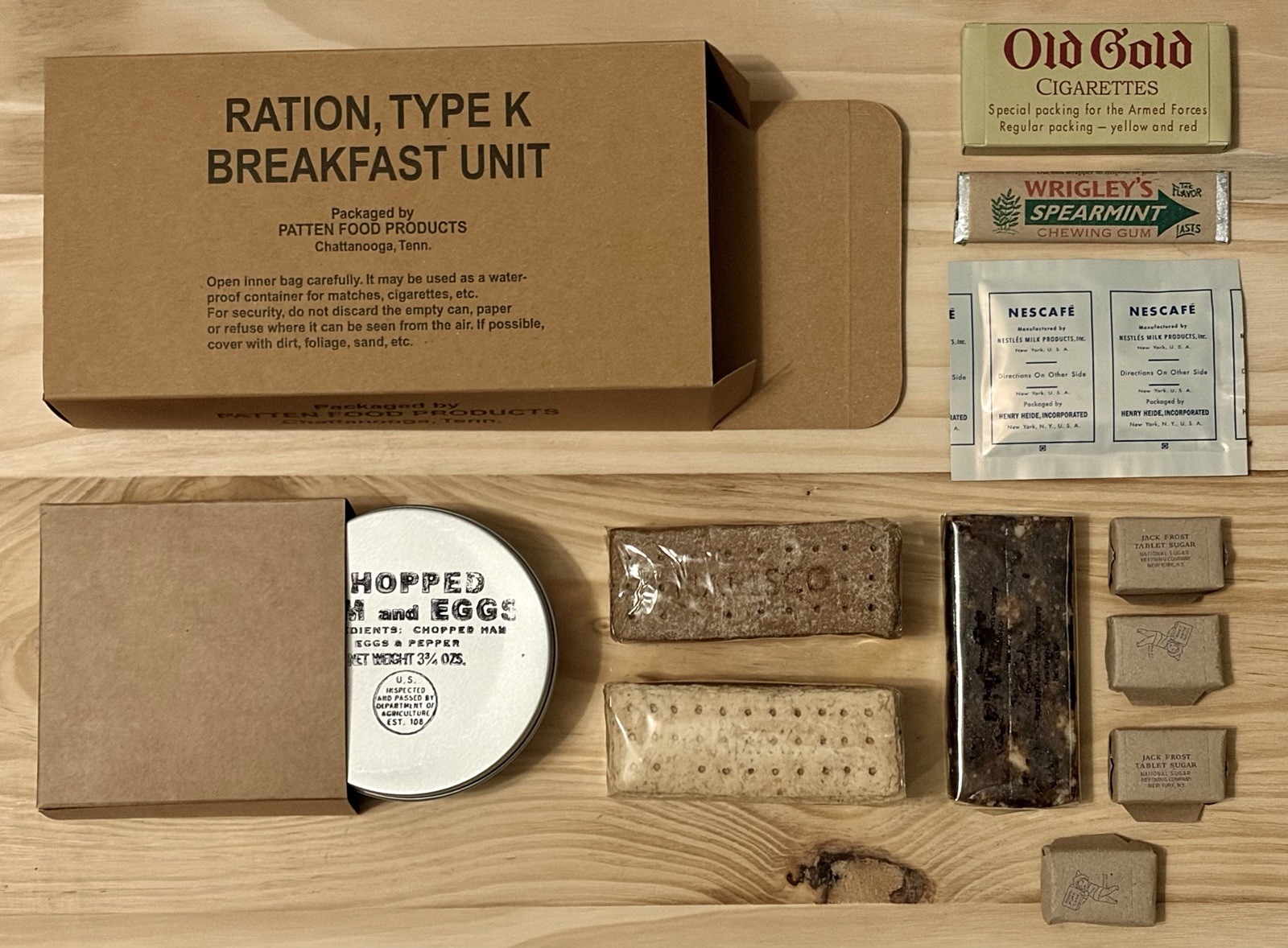 Mid War Fully Edible WWII Reproduction K Ration Breakfast Dinner Or Supper