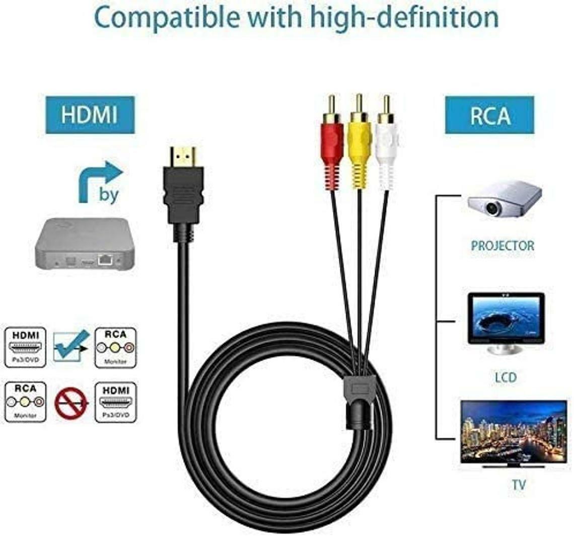 5FT HDMI Male To 3 RCA Video Audio AV Transmitter Adapter Cable HDTV 1080 Lot