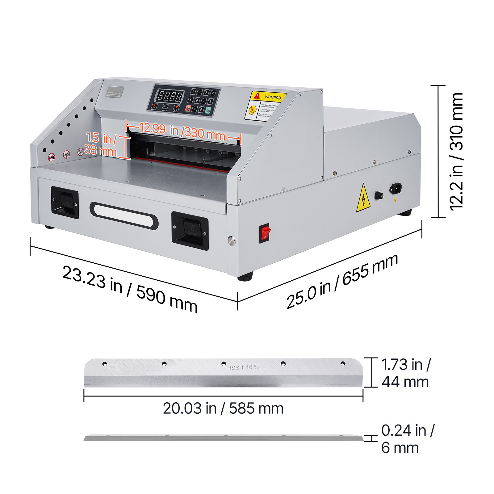 Electric Paper Cutter 300W Guillotine Trimmer Cutter Machine with Casters