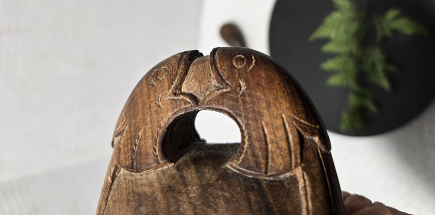 Vintage Carved Mokugyo Muyu Drum with Original Striker wood - VIDEO