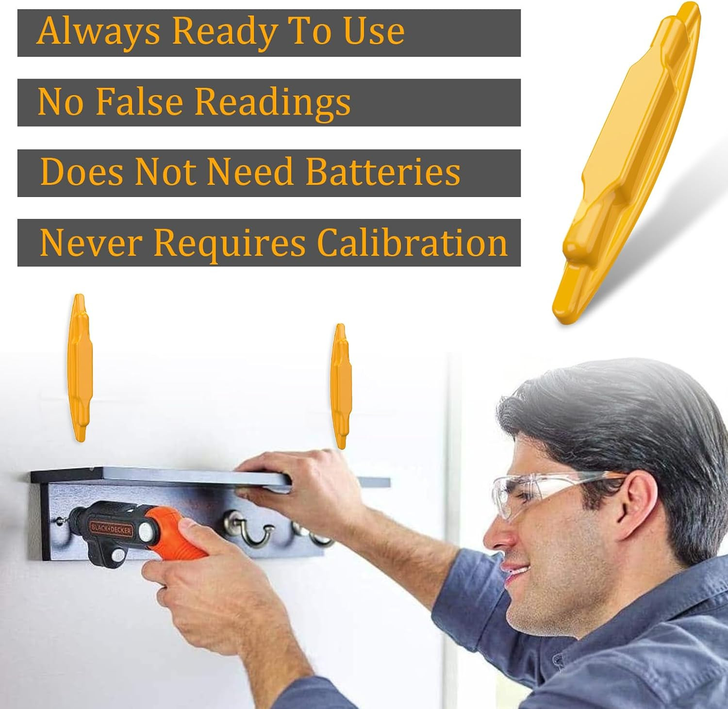 2 PCS Magnetic Stud Finder Locate Screws, Nails Metal Studs Drywall Construction