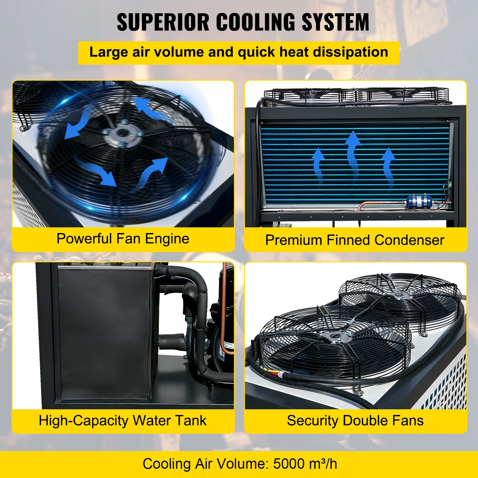 15 Ton Air-cooled Industrial Water Chiller LCD Display 150L Tank 15HP