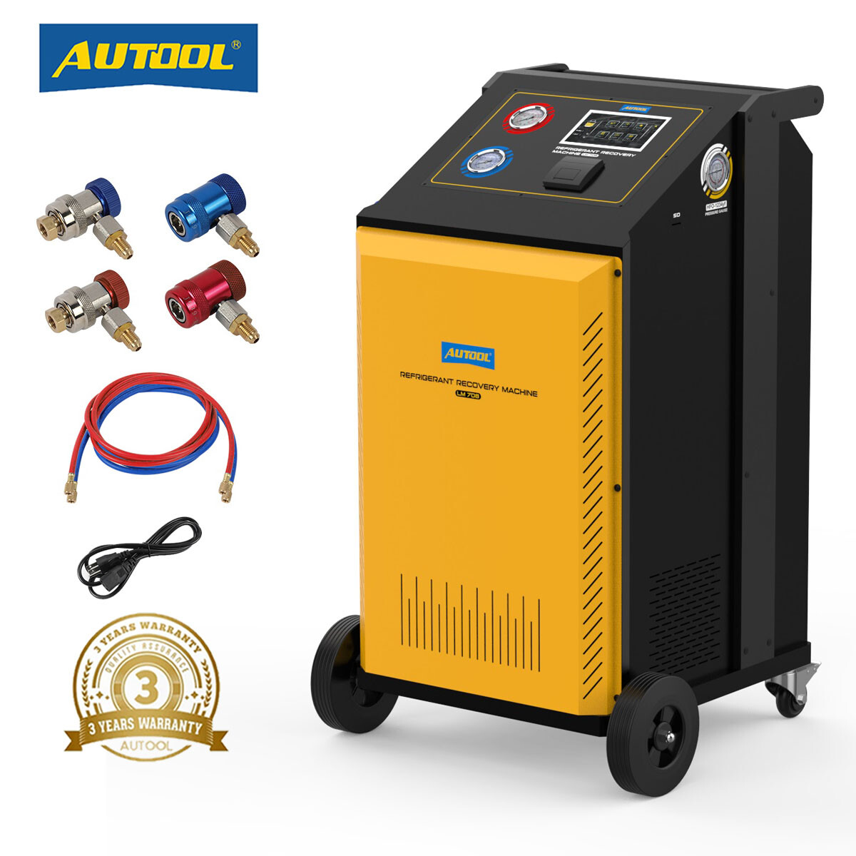 LM708 Fully Automatic Refrigerant Recovery Machine A/C Dual Tank Filling 3/8HP
