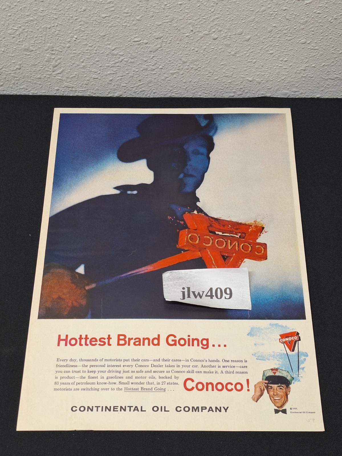 (4) 1959 CONOCO GASOLINE MOTOR OIL Print Ads Magazine Ads