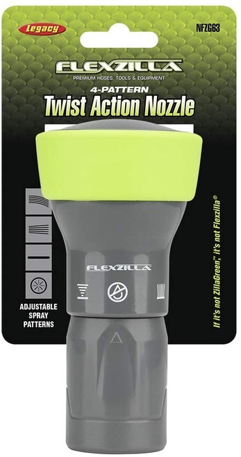 Flexzilla NFZG63-12X 4-Pattern Twist Action Garden Hose Nozzle