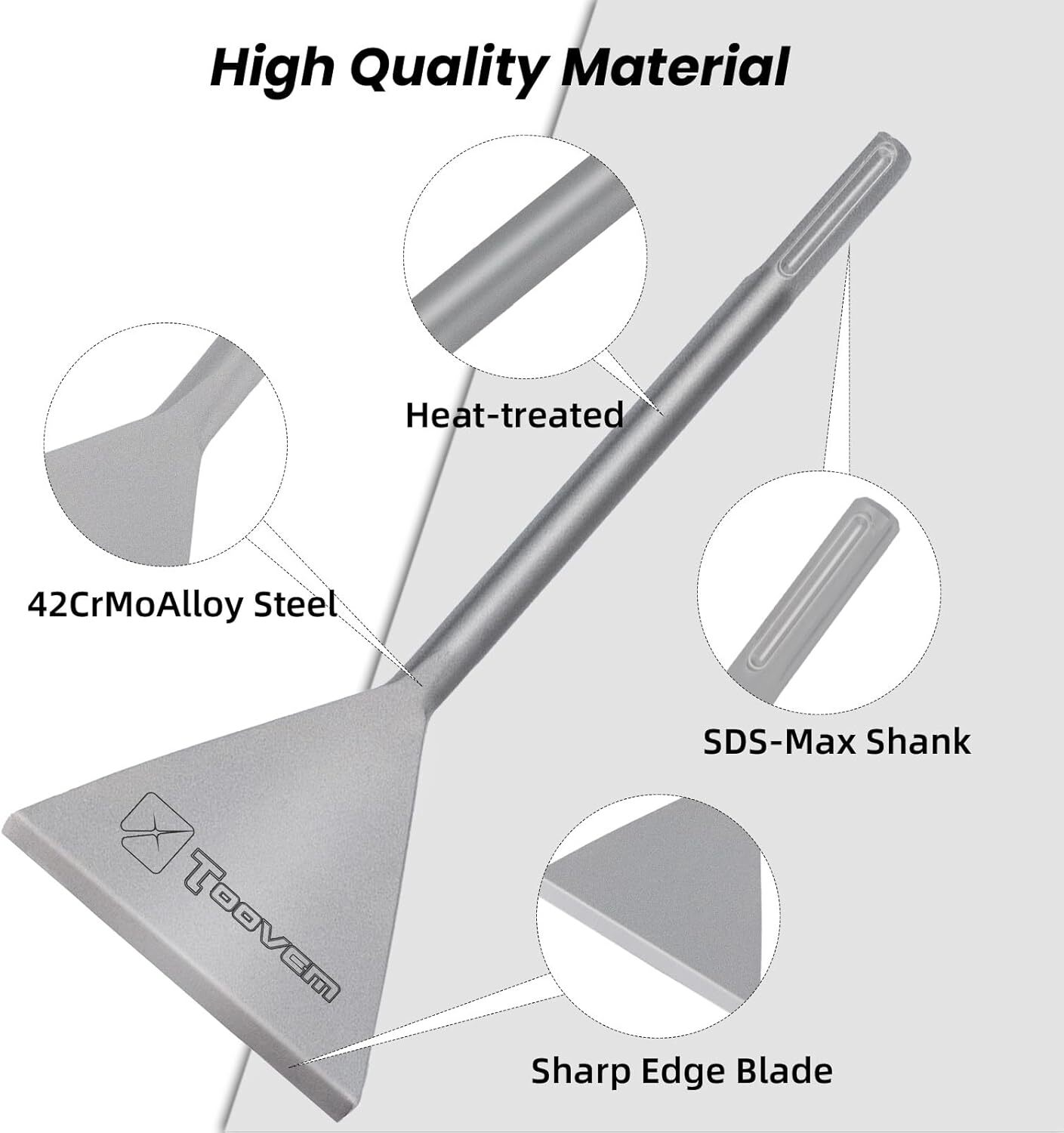SDS Max Chisel, 6 Inch Wide Floor Scraper Tile Removal Scraping Chisel Bits