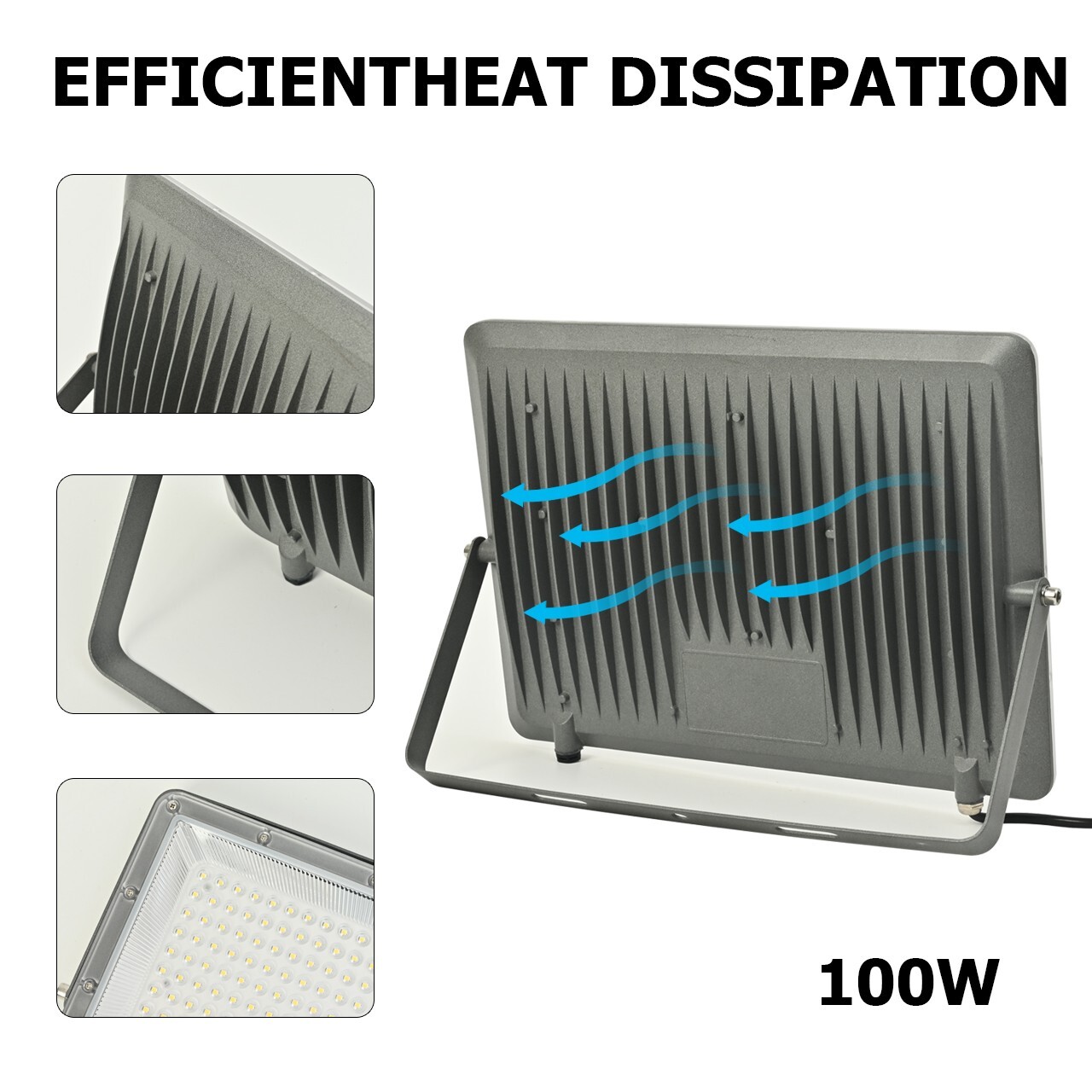 100W LED Flood Light Outdoor Super Bright Waterproof 6500K Daylight White