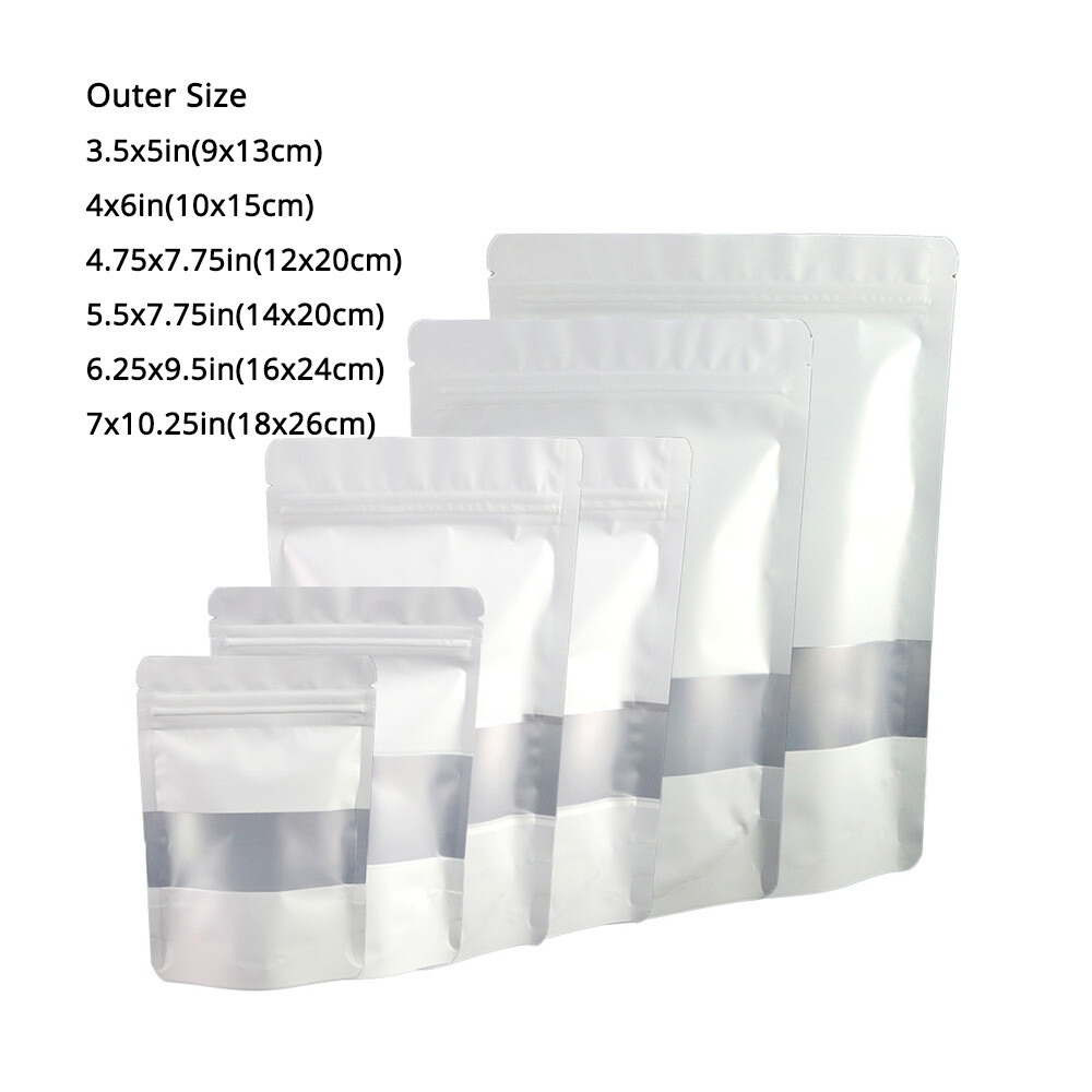 Multi-Size & Color Foil Mylar Matte Stand Up Zip Lock Bag w/ Rectangle Window