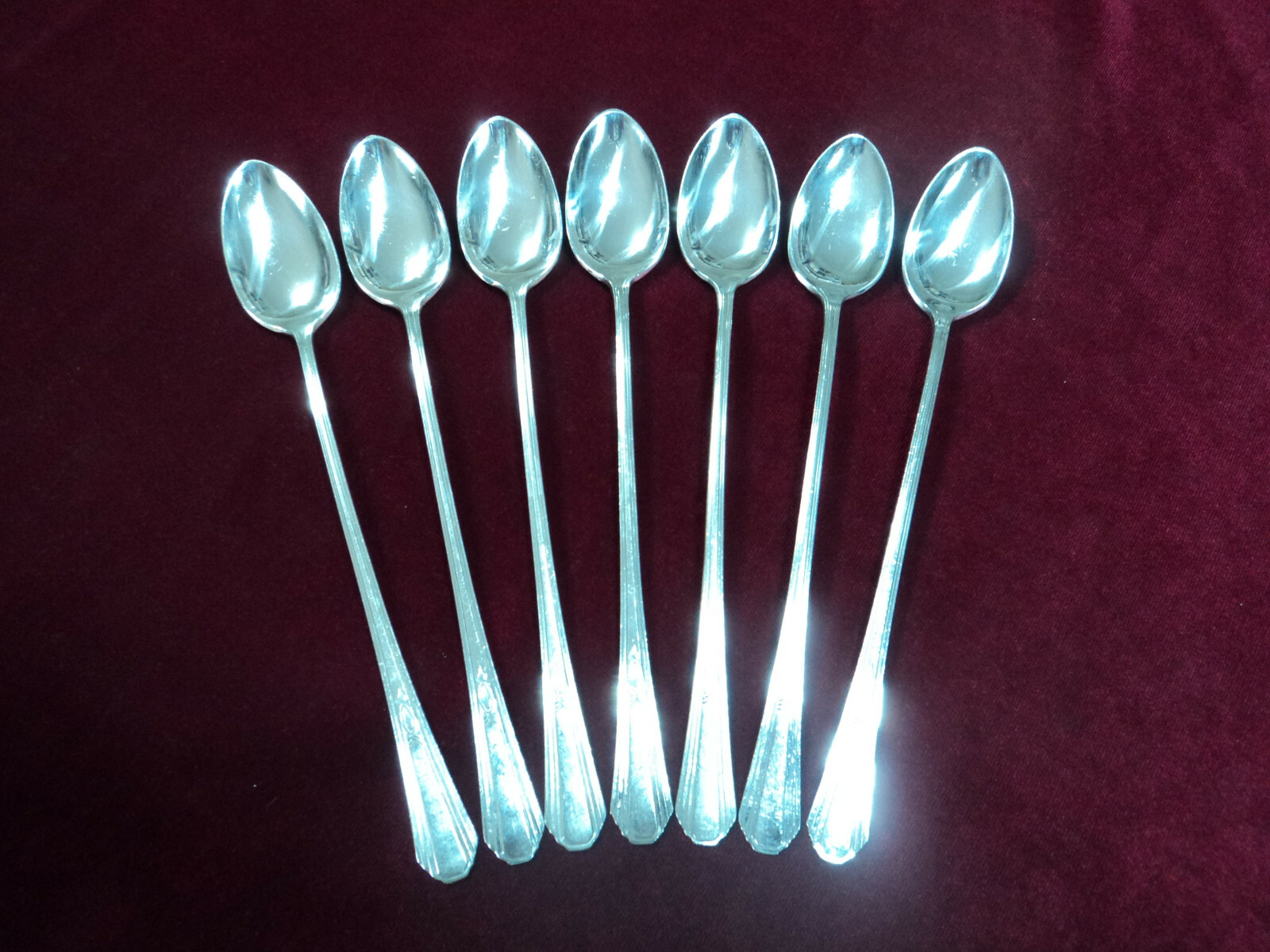 Paris Silverplate Iced Tea Spoon Set Rogers Int'l Flatware 1931 Lot of  7