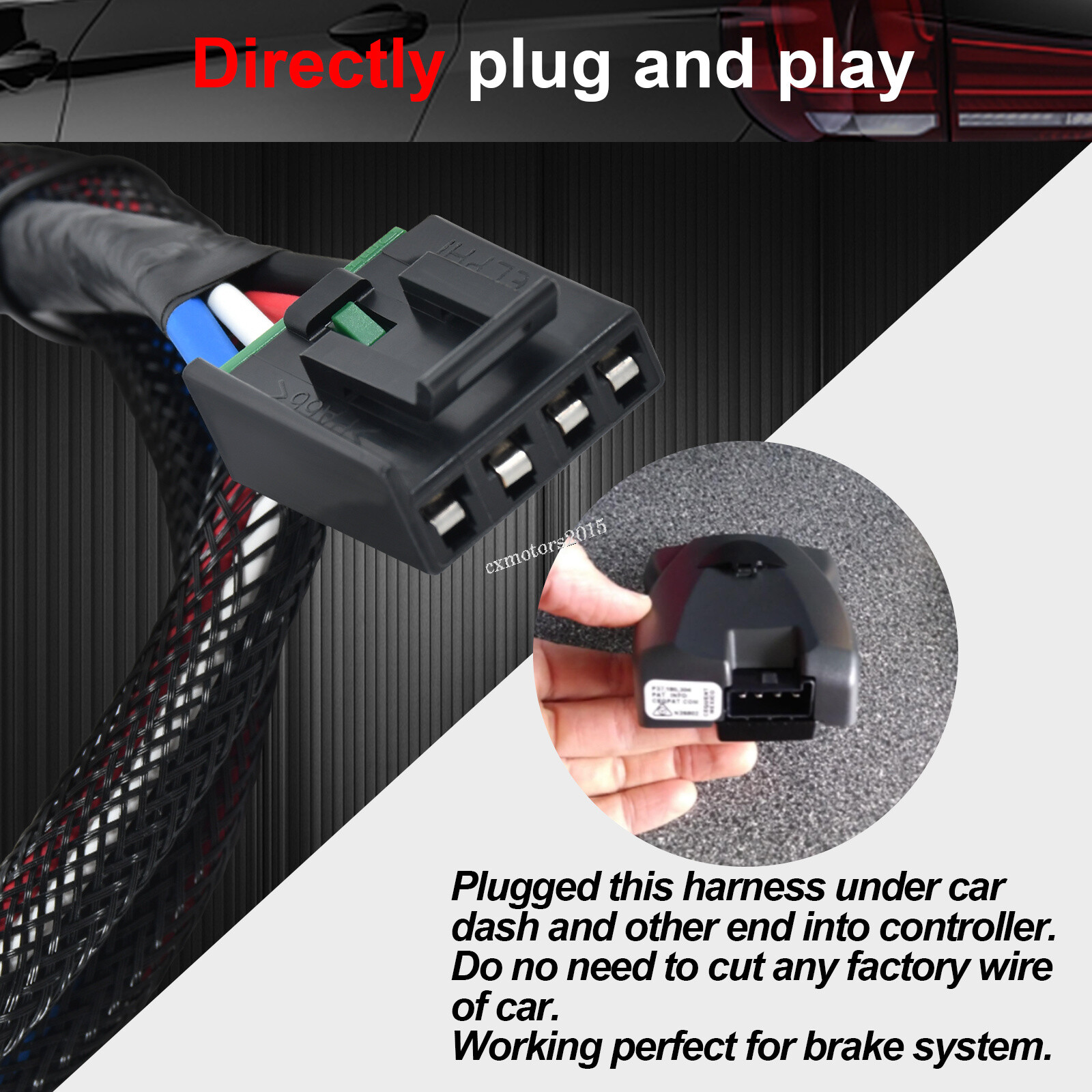 2-Plug Trailer Brake Control Wiring Harness For 2014-2020 GMC Sierra 1500/2500