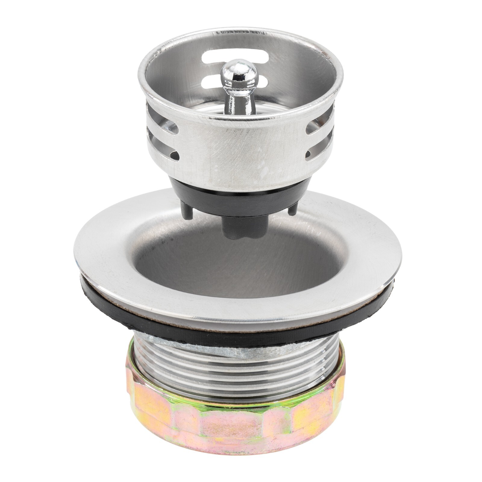 RecPro RV Brushed Nickel Sink Drain | Removable Strainer Basket | Fits 2" Drain