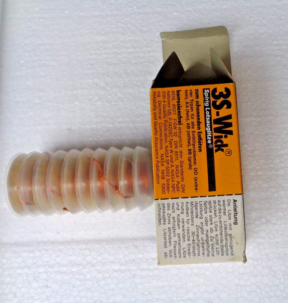 10 Solder Wick 1.1mm Braided. 5.5FT No Clean Wick 3S-WICK SPIRIG NEW MADE IN USA