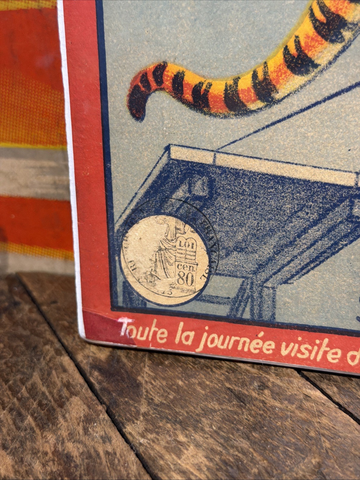 ANTIQUE 1922 PINDER RATJA TIGER TIGHTROPE WALKER CIRCUS POSTER SIGN CARNIVAL ZOO