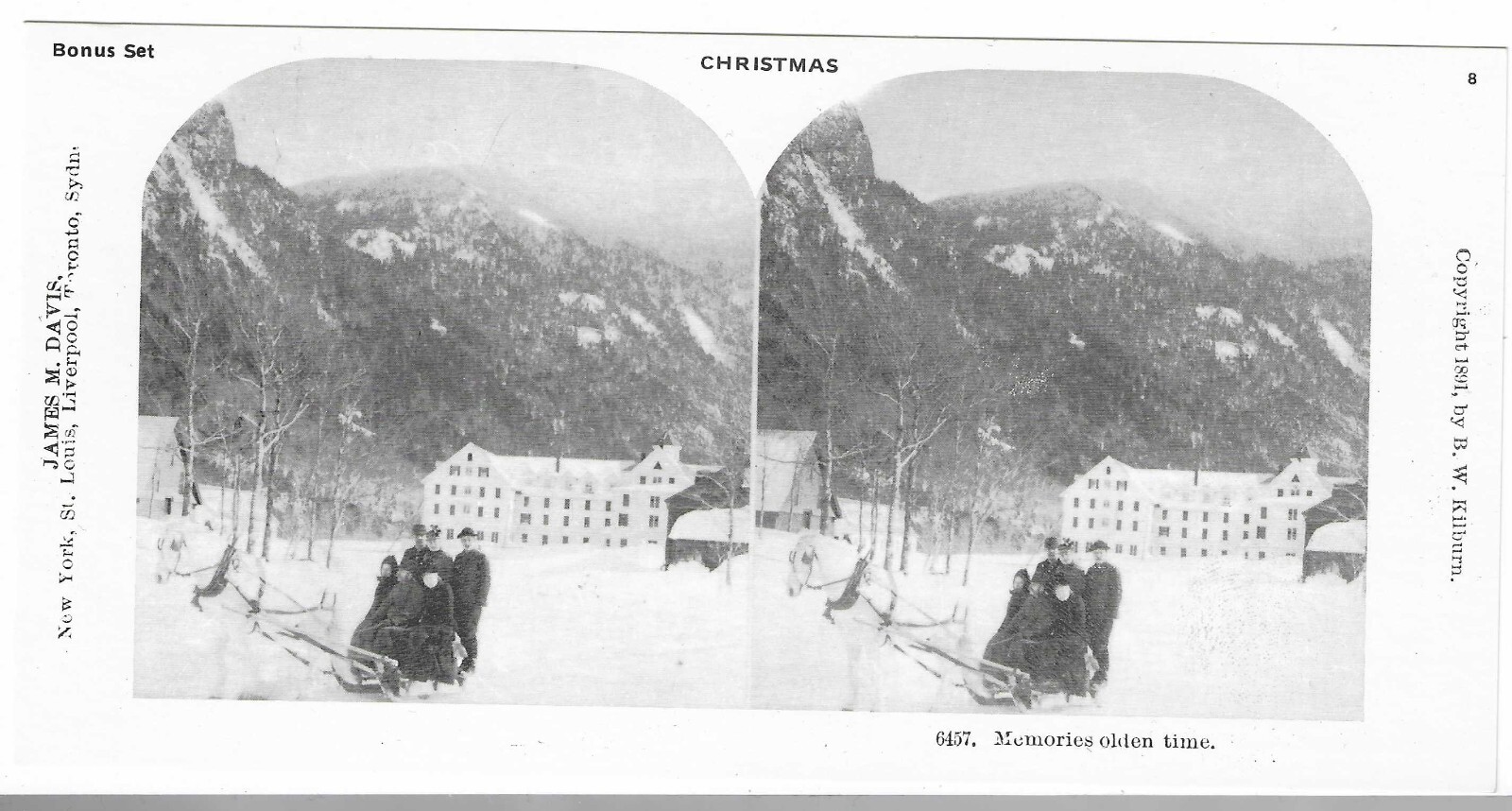 Memories Olden Times (Snow Sleigh), 1978 Reproduction Stereoview