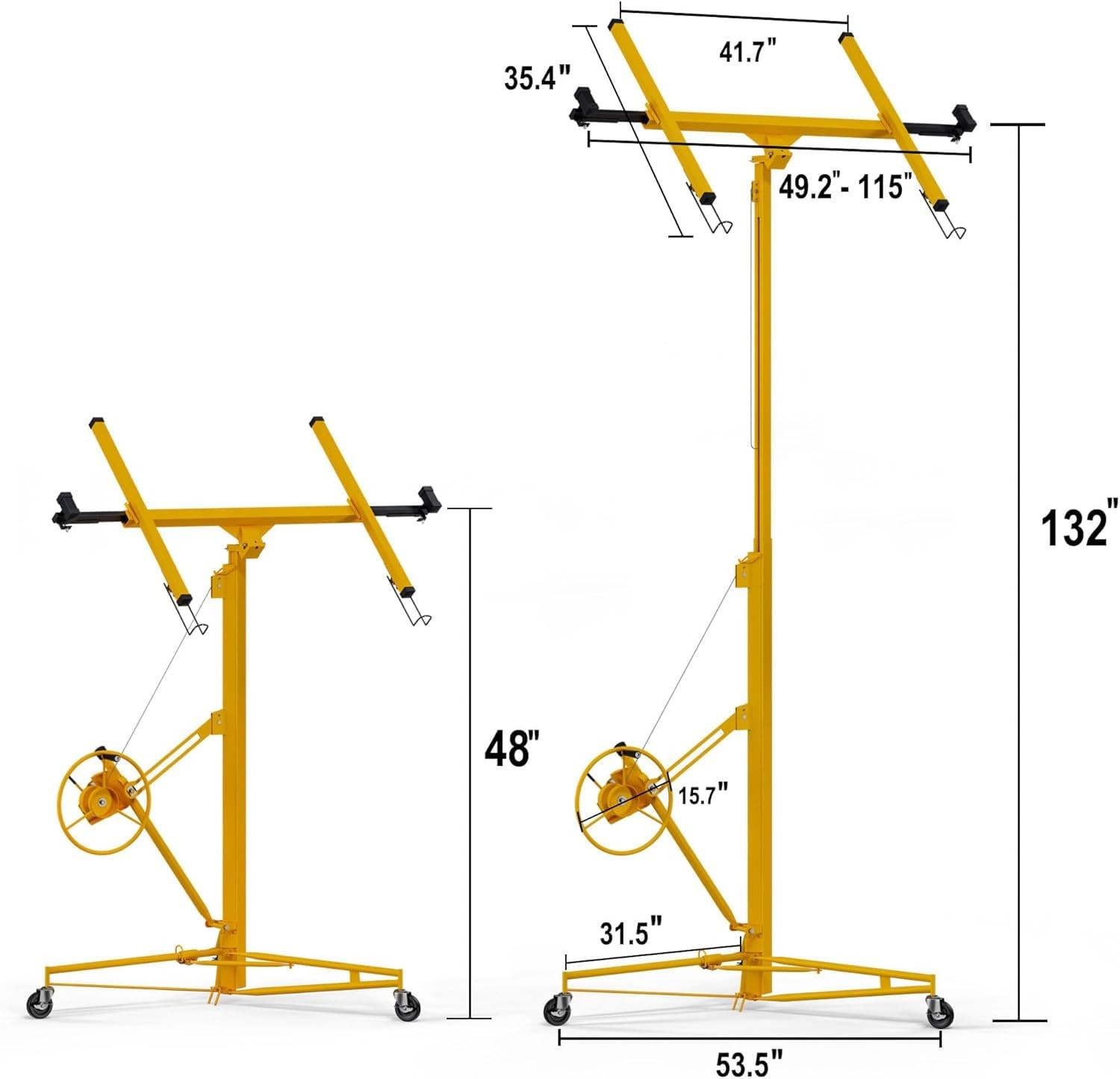 11FT Drywall Lift Panel Hoist Sheetrock Plasterboard Jack Lifter 150LBS W/ Wheel