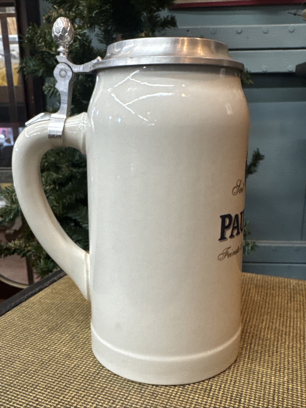 PAULANER 1L Stein Rarer Lidded Version!