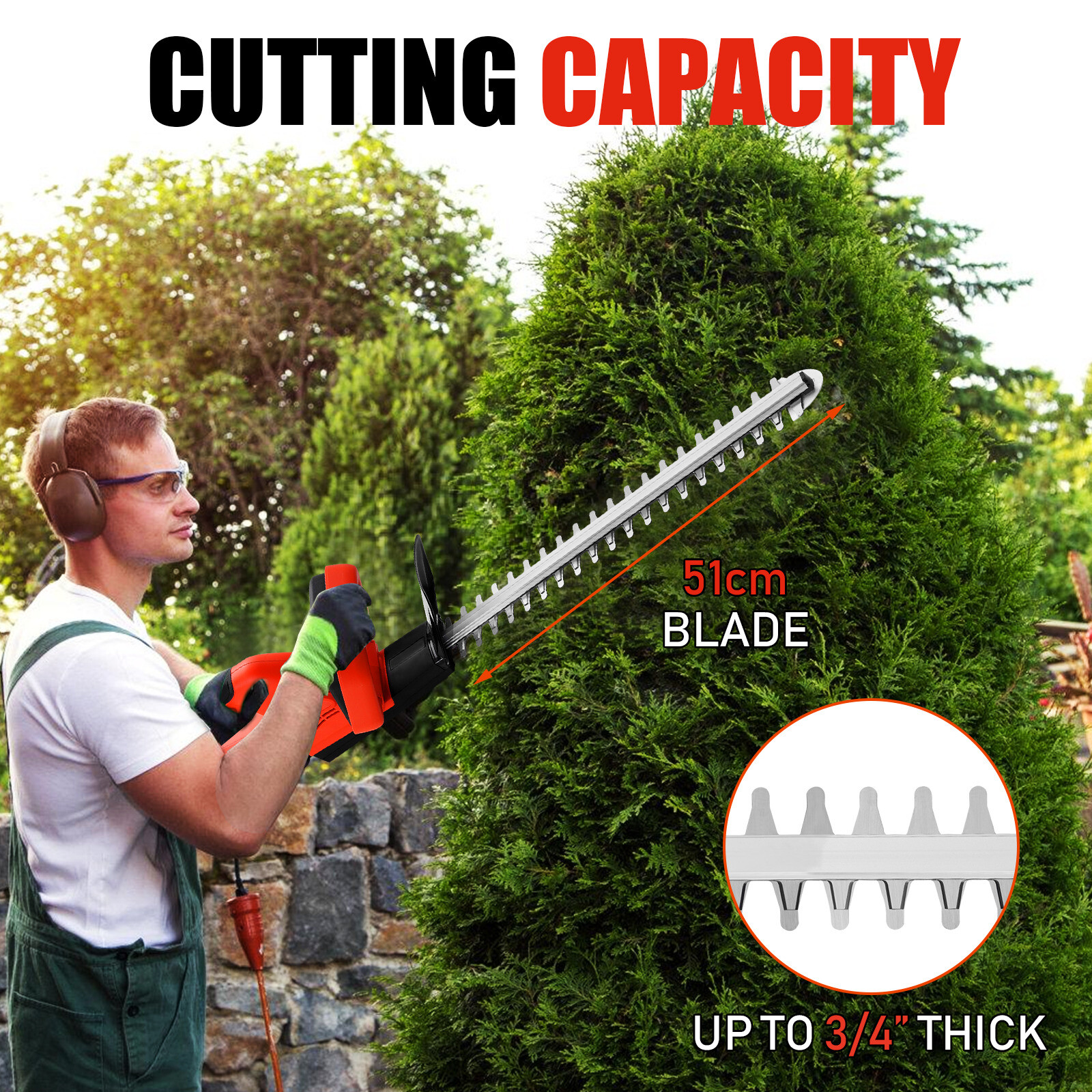 22Inch Cordless Hedge Trimmer Cordless Electric Hedge Trimmer w/2* 24V Battery