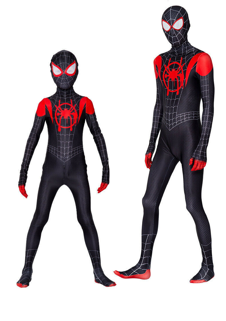 Spiderman Miles Morales Halloween Costume Cosplay Mens Jumpsuit Spandex Bodysuit