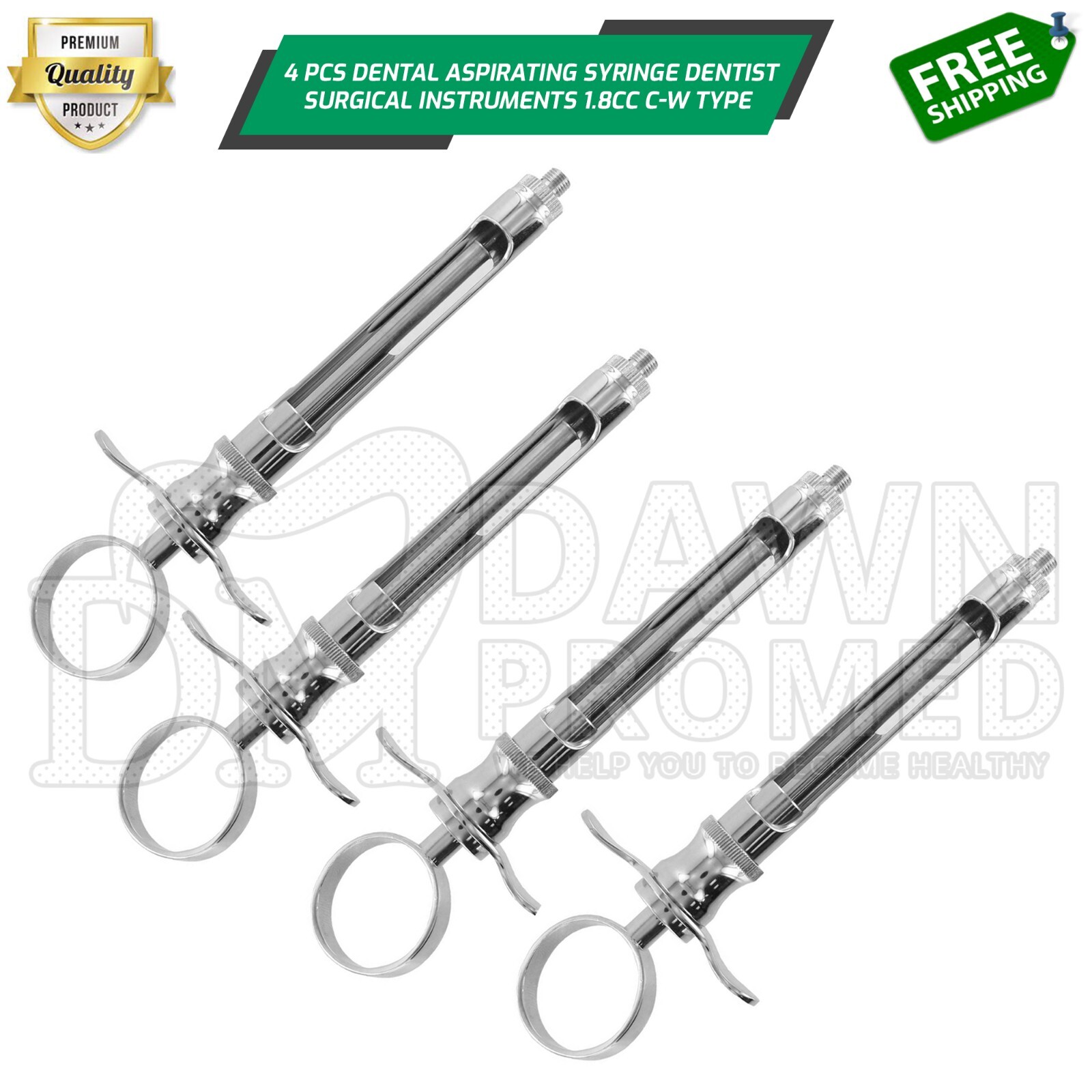 4 German Grade Dental Anesthetic Syringe Self-Aspirating 1.8CC-Surgical Inst