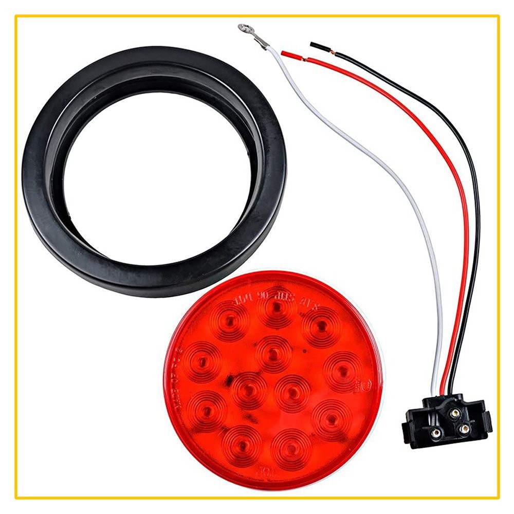 4"inch Round Red 12-LED Truck Trailer Stop Turn Tail Brake Lights Waterproof 12V