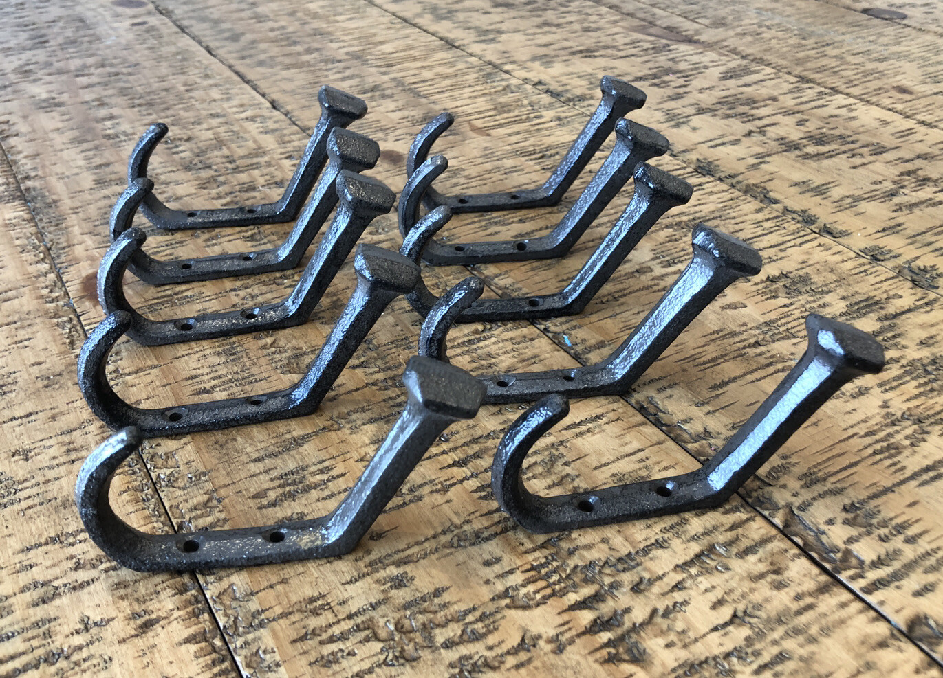 10 Rustic Coat Hooks Cast Iron Wall Mount Hat Hook Towel Railroad Spikes Bath