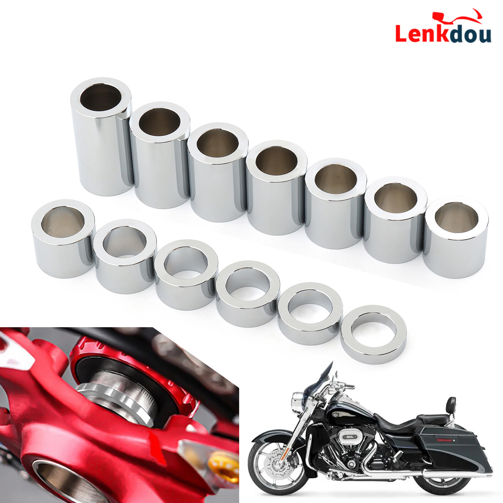 For Harley Wheel Axle Spacers Kit ID 1" To OD 1 1/2" Custom Dyna Softail Touring