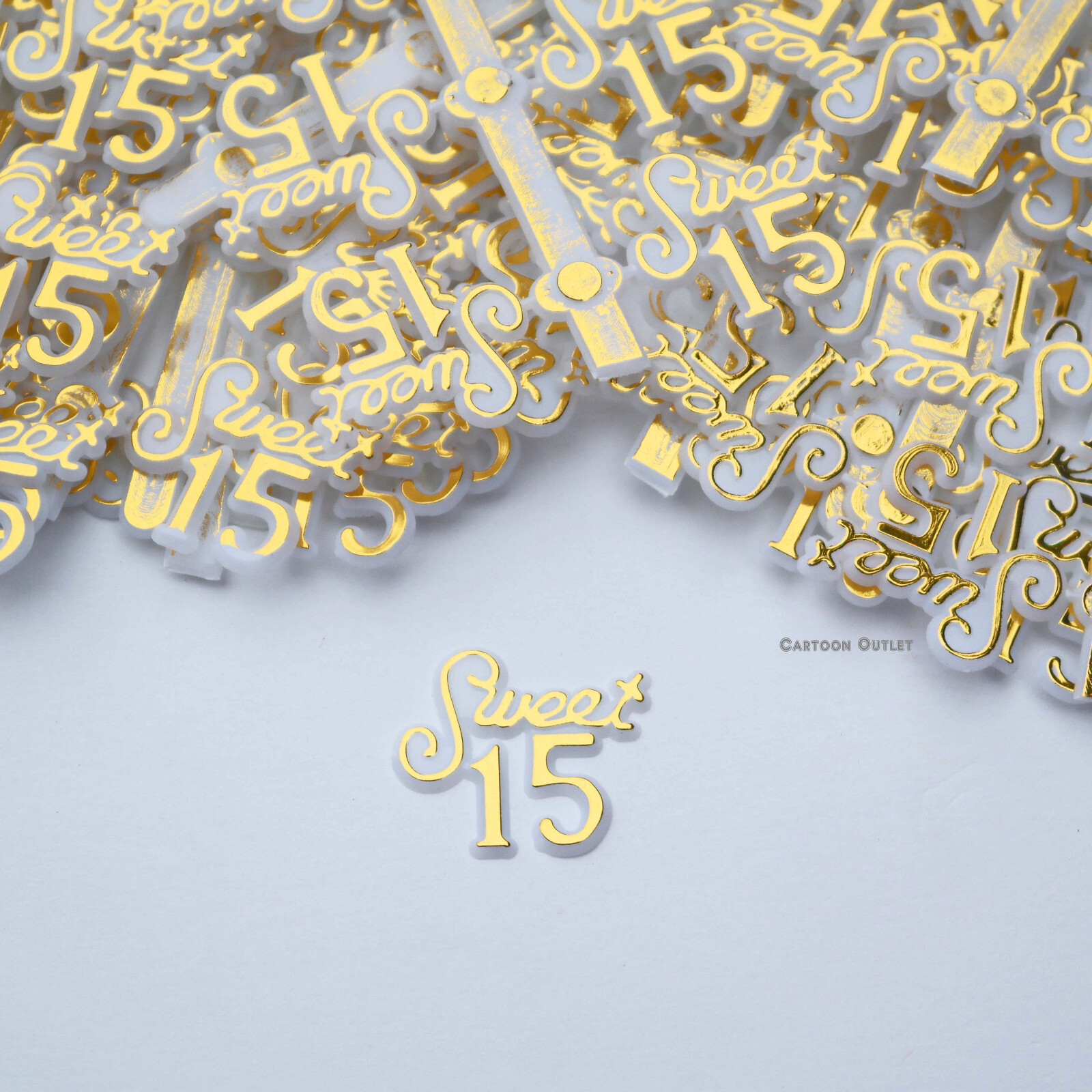 144 PC # 15 SIGNS FAVORS RECUERDOS DE QUINCE ANOS QUINCEANERA MINI PLAQUES Gold