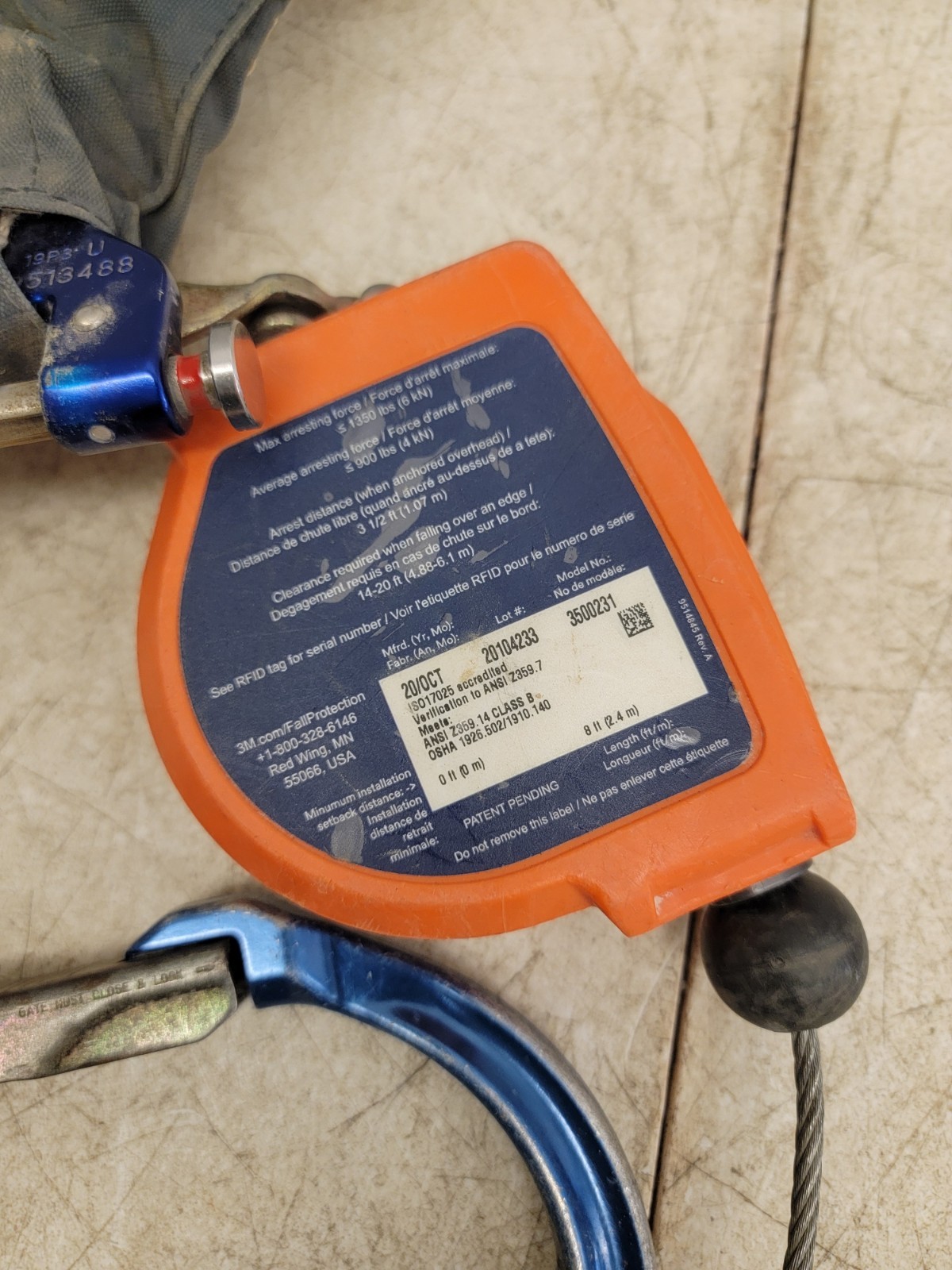 3M DBI SALA NANO-LOK 8' EDGE 3500231 DUAL LEG SELF RETRACTING LIFELINE LANYARD👁