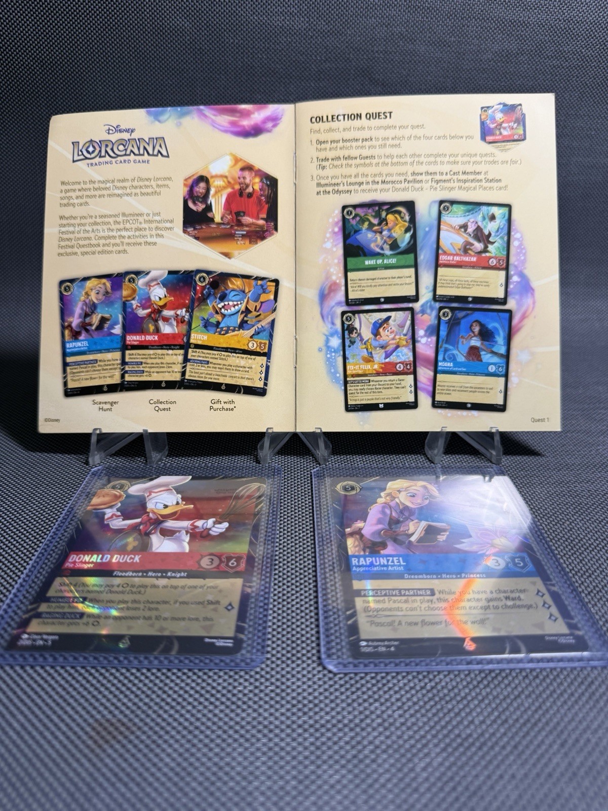 Disney Lorcana Donald Duck & Rapunzel Magical Places Epcot Cards With Questbook