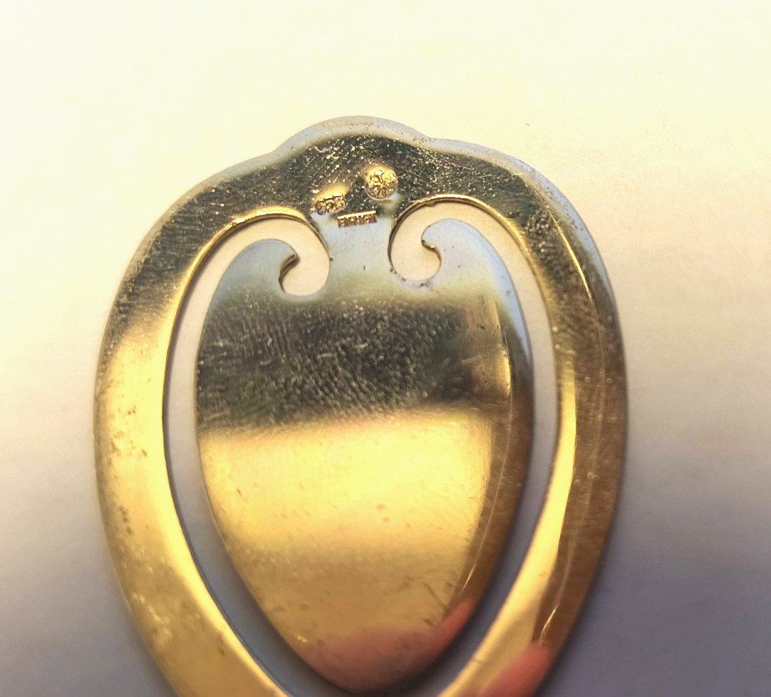 Bookmark Hand Engraved Floral Victorian Heart Sterling Silver 925