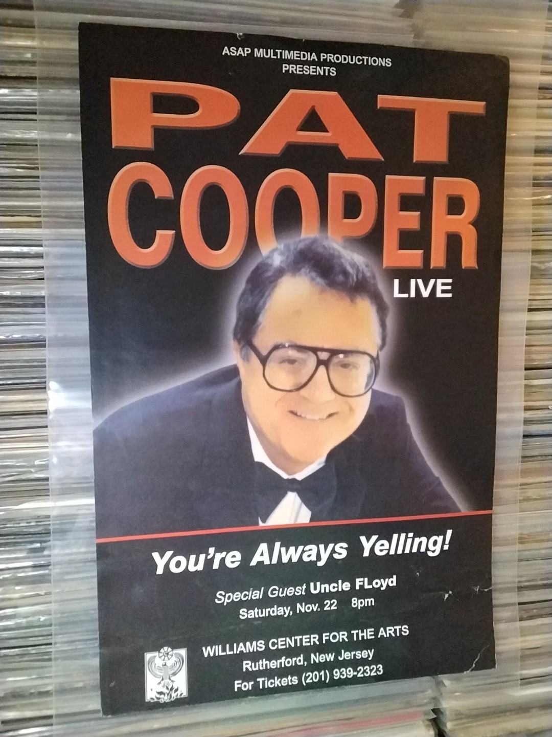 RARE ORIGINAL PAT COOPER UNCLE FLOYD COMEDY CONCERT POSTER RUTHERFORD NEW JERSEY