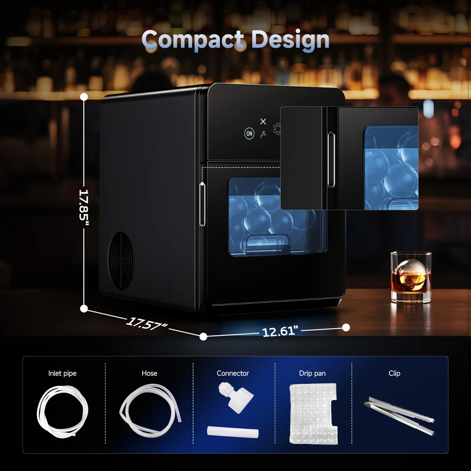 Simzlife Sphere Ice Maker,10 pcs/Hour, 150 pcs/Day,Clear Ice Ball Maker with Enh