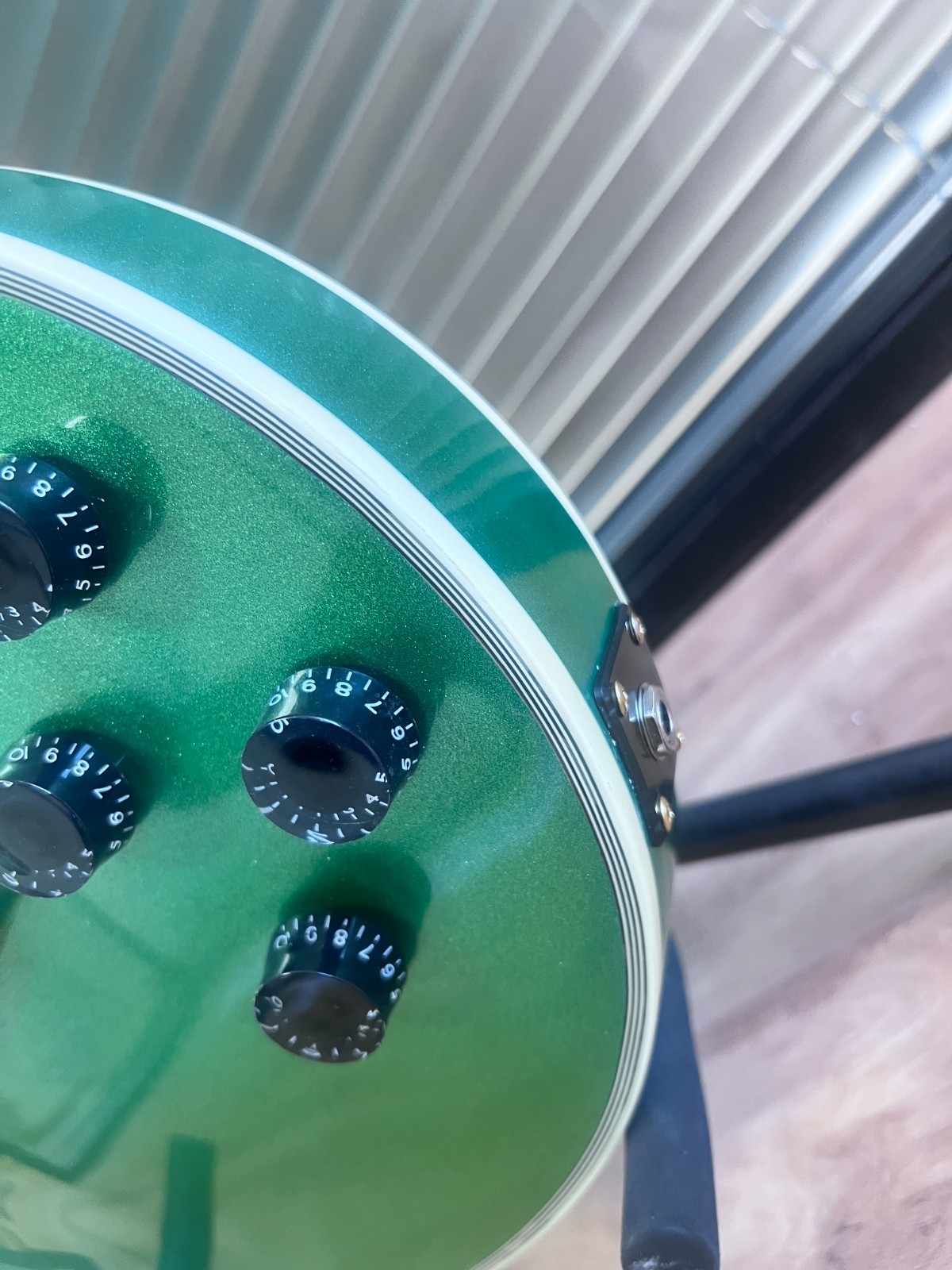 LP Custom Green Sparkle Electric Guitar Gold Hardware Fixed Bridge Ship US