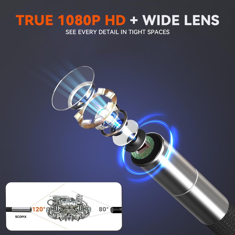 NEW SALE! 2-Way Articulating Borescope Camera w/ Light Endoscope 360° Inspection