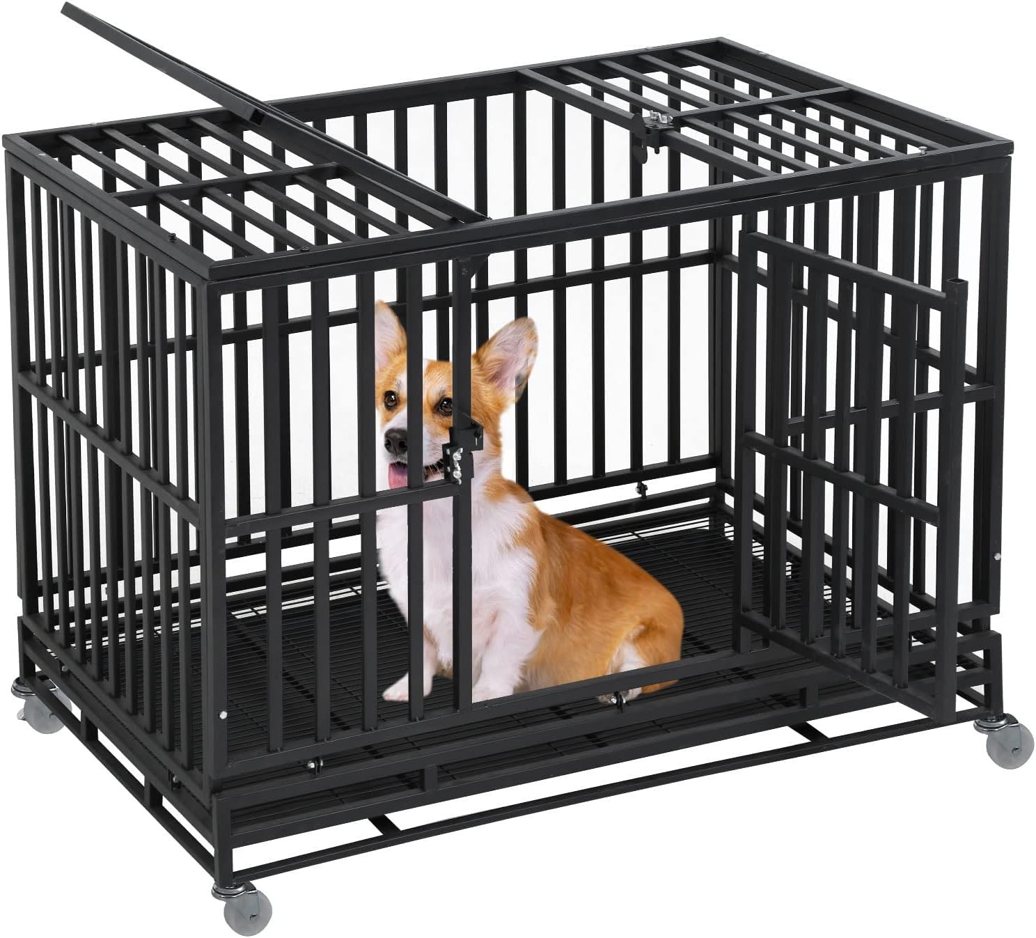 Heavy Duty Indestructible Dog Crate 49 Inch Dog Kennel Large Dog Cage