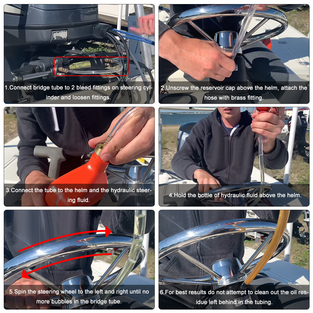 For Sea Star Hydraulic Steering Kit System Bleeder Filler Hose Boat Bleed Kit