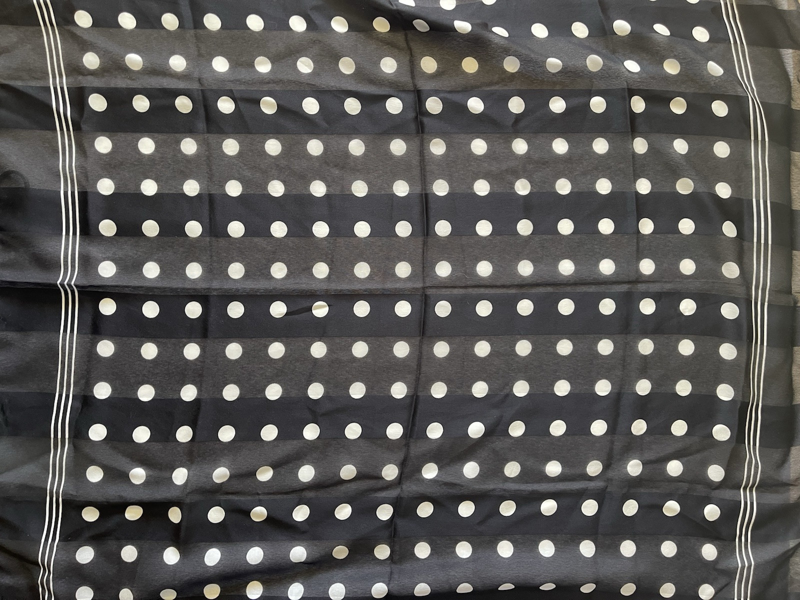 VINTAGE BERKSHIRE Italy: Black White Polka Dot Sheer 31" Square Scarf