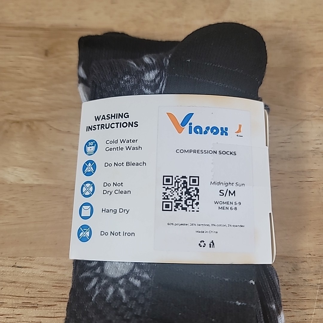 NEW Viasox Ankle Compression Socks For Women 5-9 Men 6-8 S/M Midnight Sun
