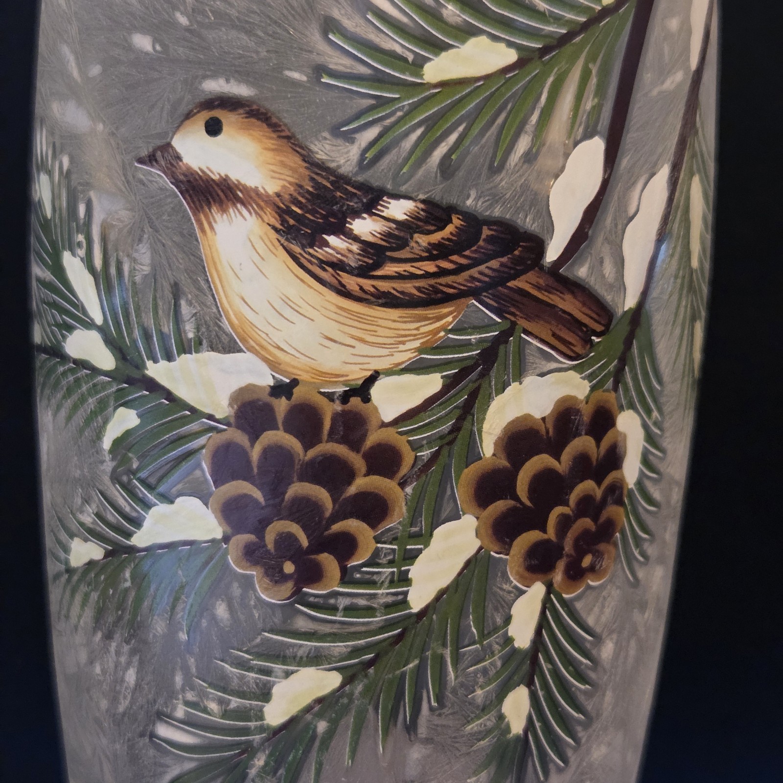 Gantz 11" Bird Frosted Glass Hurricane Lamp or Vase Fairy Lights Included