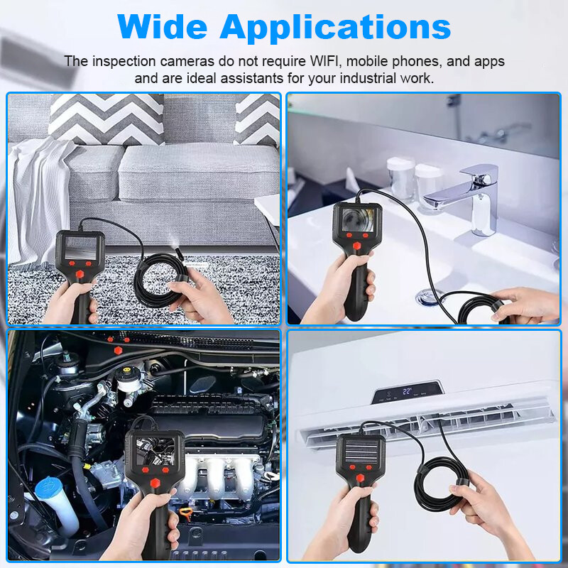 8mm LED Handheld Industrial Borescope Endoscope 2.4" Inspection Snake Camera